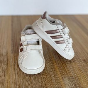 Adidas Grand Court Rose Gold Strip Baby Toddler Sneaker Shoe Size 4